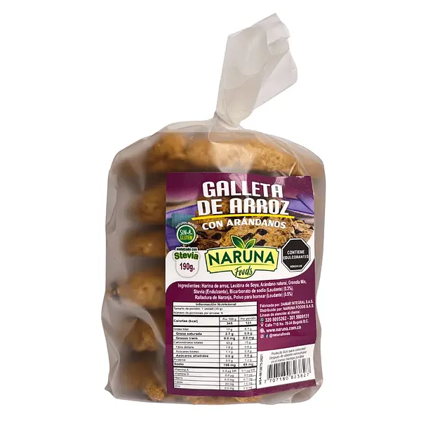 Galleta De Arroz Con Arándanos Naruna X6 Unds