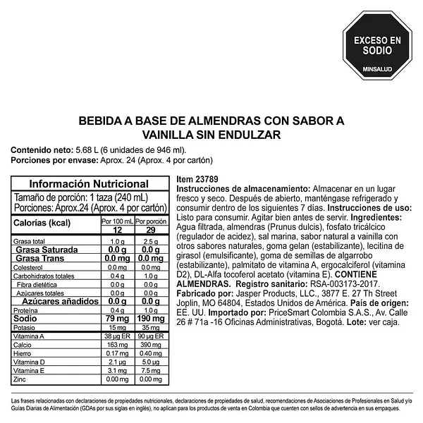 Bebida De Almendras Con Vainilla 946ml Members Selection