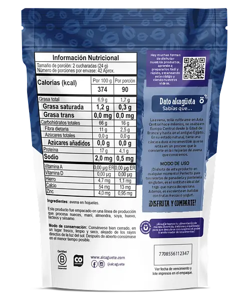 Hojuela De Avena Grano Entero 1.000g