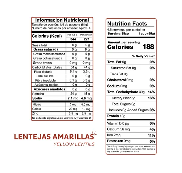 Pasta Conchitas De Lentejas Amarillas 250g