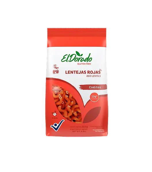 Pasta De Coditos De Lentejas Rojas 250g