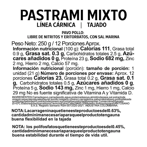 Pastrami Mixto 250g Santosano