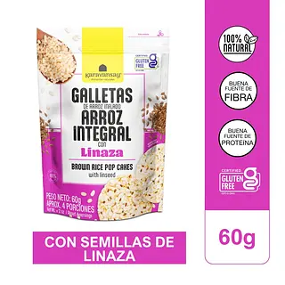 Galleta De Arroz Integral Inflado Con Linaza 60g Karavansay