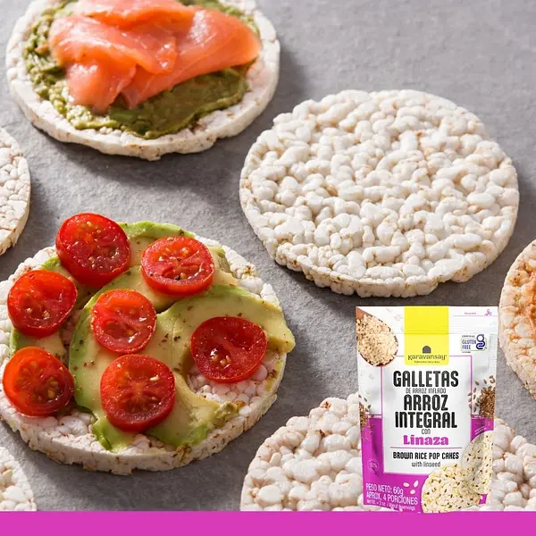 Galleta De Arroz Integral Inflado Con Linaza 60g Karavansay