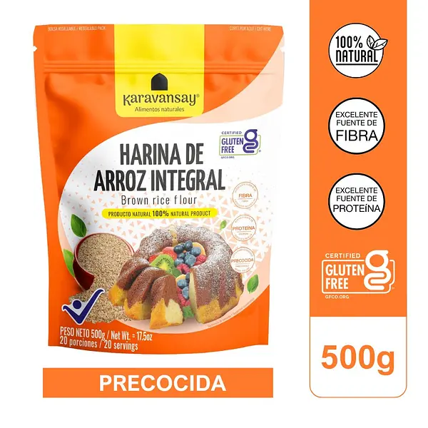 Harina De Arroz Integral 500g Karavansay
