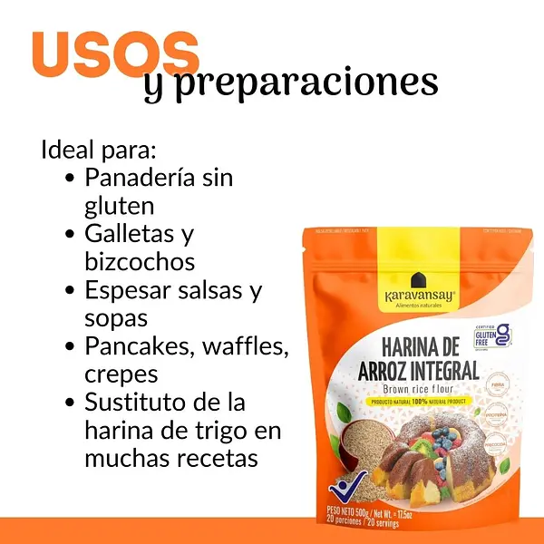 Harina De Arroz Integral 500g Karavansay