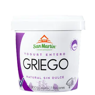 Yogurt Griego Natural Entero 1100g Sin Dulce San Martín