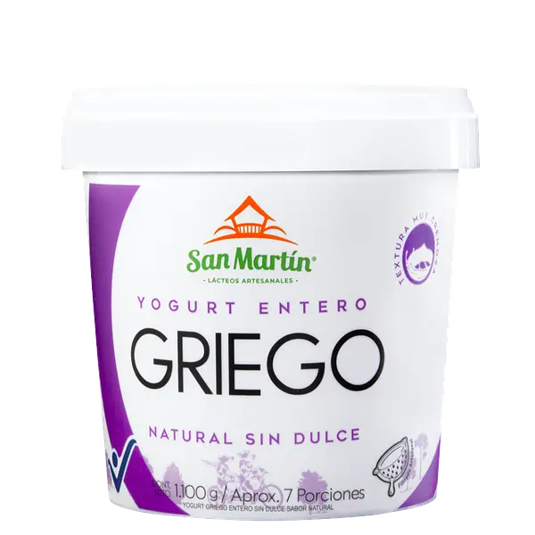 Yogurt Griego Natural Entero 1100g Sin Dulce San Martín