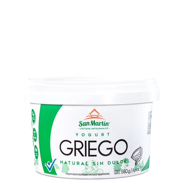 Yogurt Griego Natural Sin Dulce 550g San Martín Lácteos