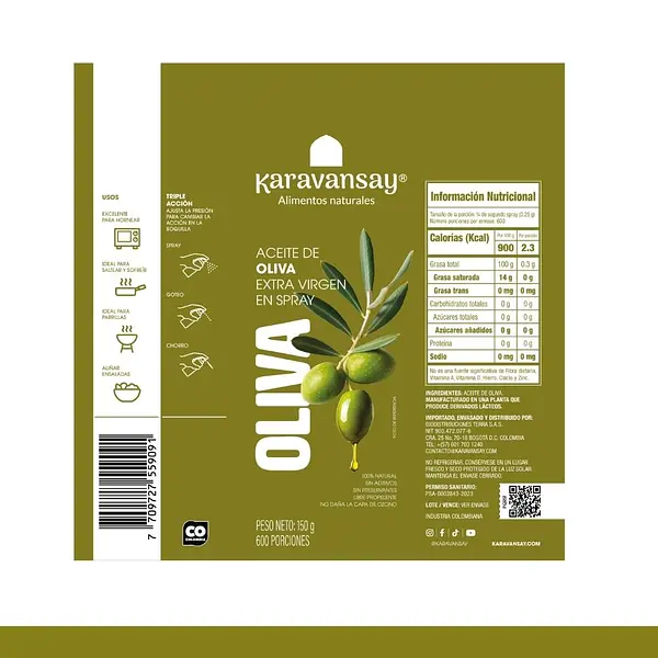 Aceite De Oliva Extra Virgen En Spray 150g Karavansay