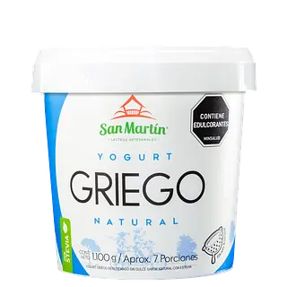 Yogurt Griego Natural Con Stevia 1100g San Martín Lácteos
