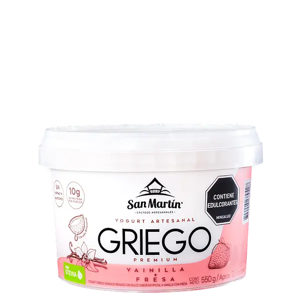 Yogurt Griego Vainilla Fresa 550g San Martín Lácteos