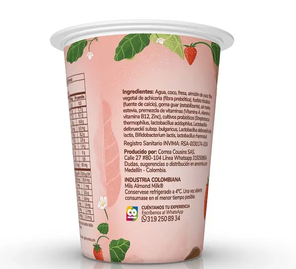 Yogurt Bebible A Base De Coco Fresa 150g Mils