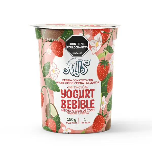 Yogurt Bebible A Base De Coco Fresa 150g Mils