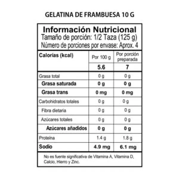 Gelatina De Frambuesa 10g