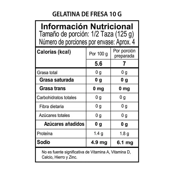 Gelatina De Fresa 10g