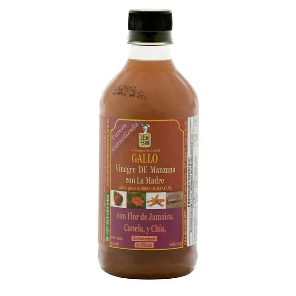 Vinagre De Manzana Con La Madre Flor De Jamaica 500ml